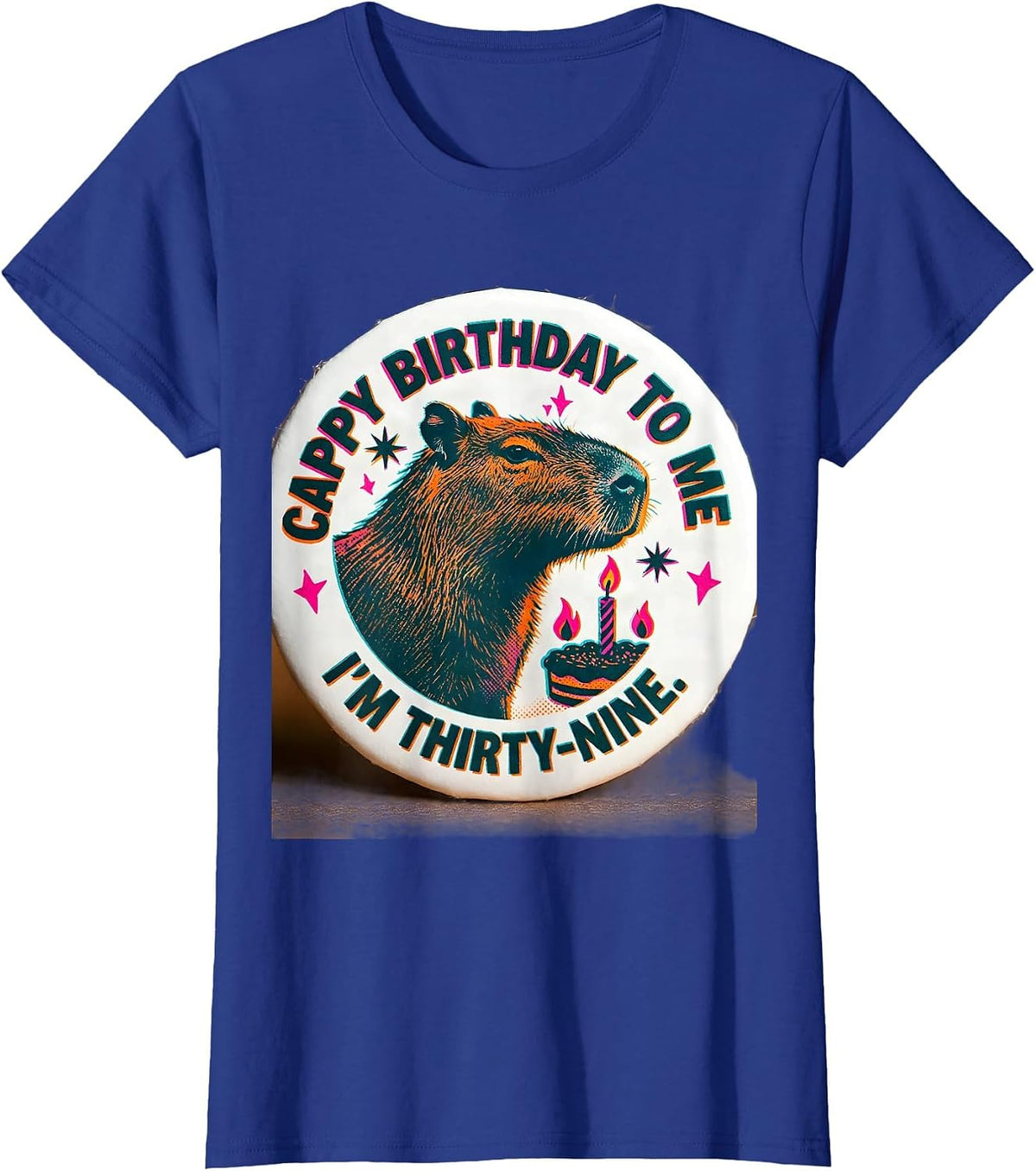 Women's Cappy Birthday To Me I'm Thirty-Nine Cute Capybara Kawaii T-Shirt - Royal Blue