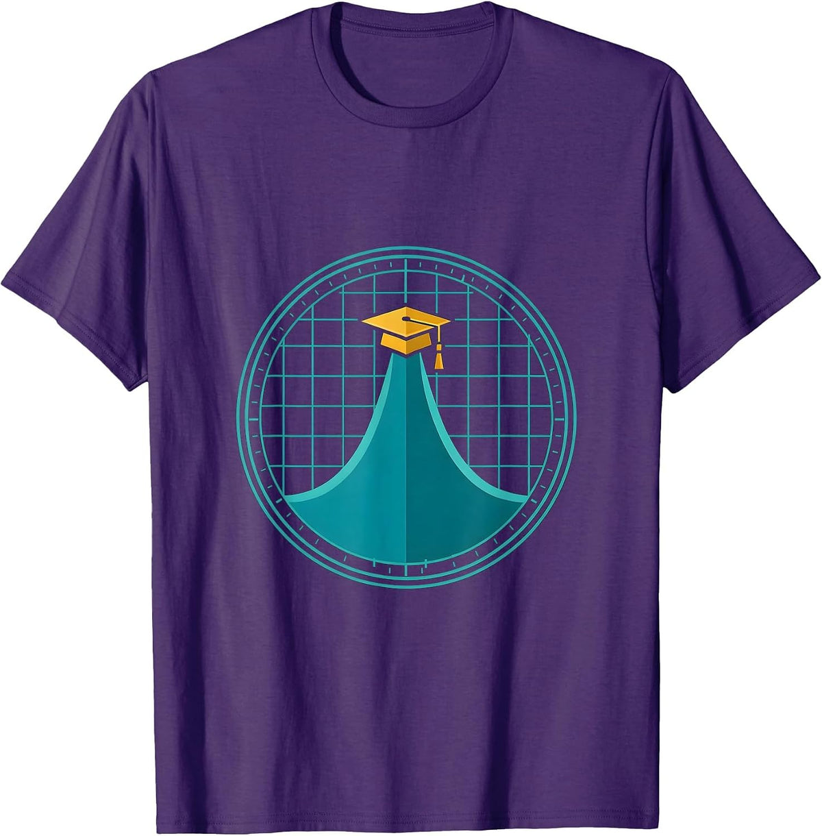 Math Teacher Hand-Drawn Mountain Graph Design T-Shirt - Purple
