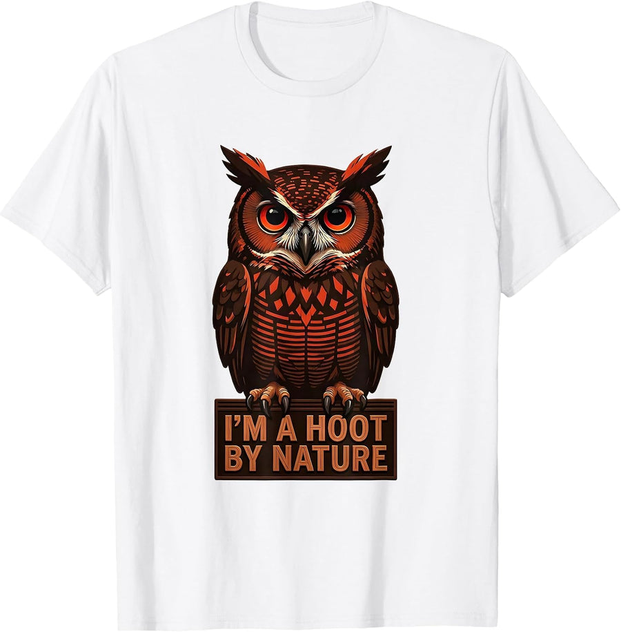 Men's I'm A Hoot By Nature Funny Owl Lover Bird Lover Vintage T-Shirt - White