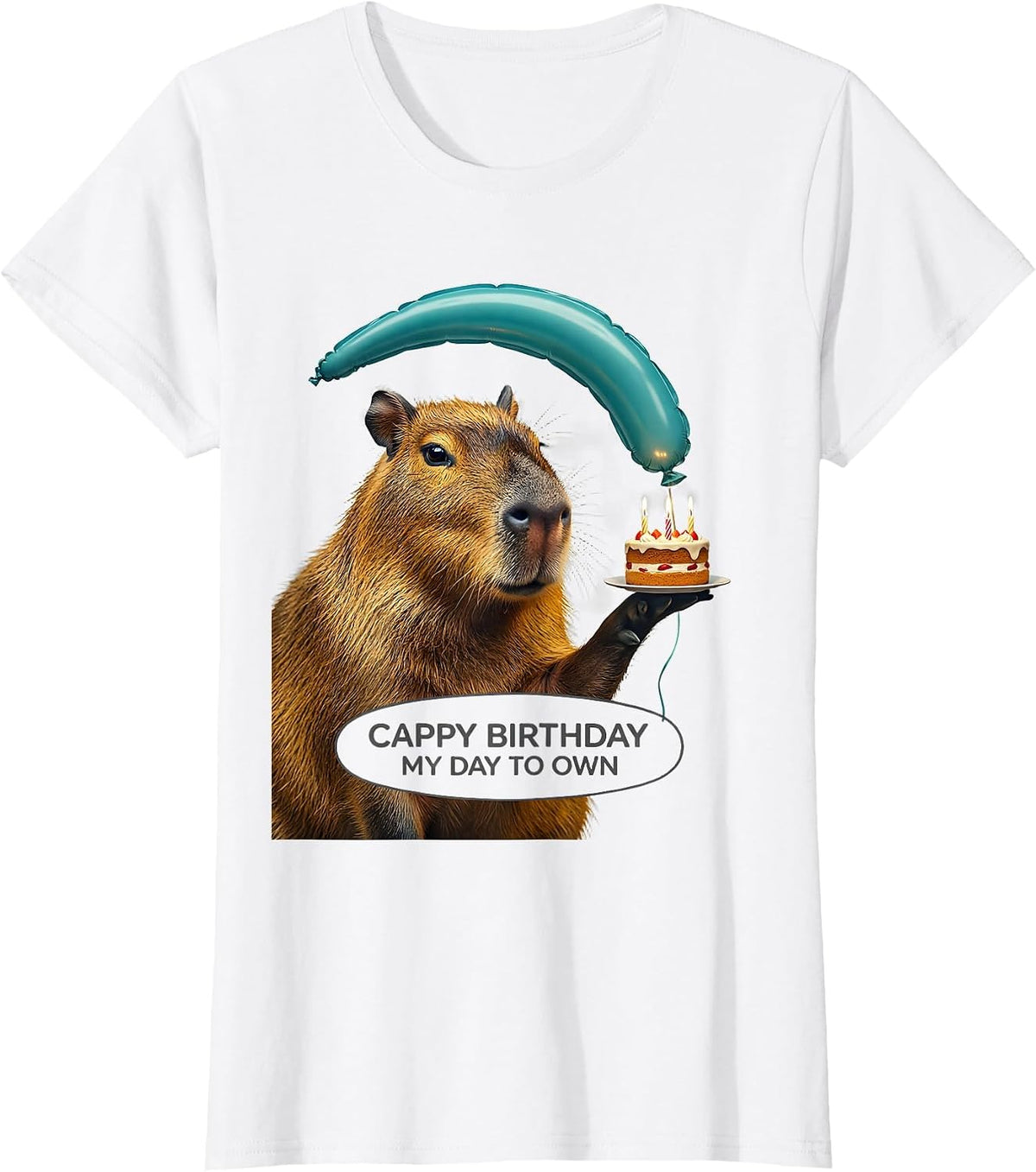 Women's Cappy Birthday My Day To Own Kawaii Capybara Kids Party T-Shirt - White