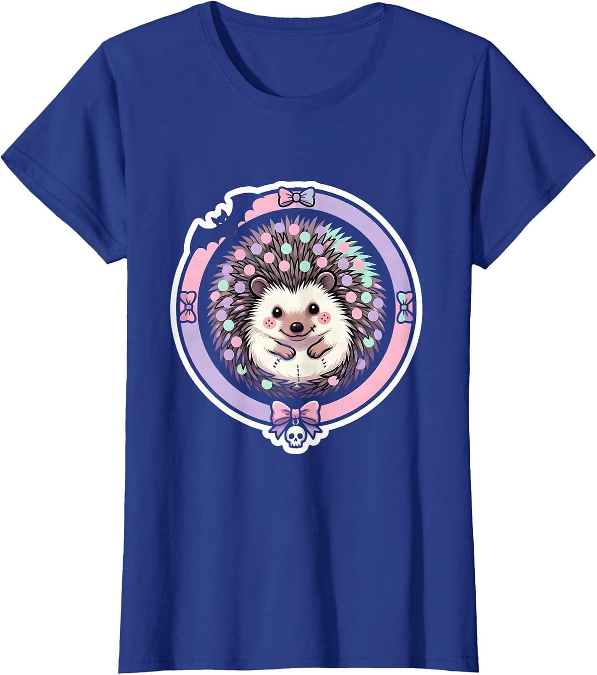 Women's Hedgehog Polka Dot Ball Cute Girls Graphic T-Shirt - Royal Blue