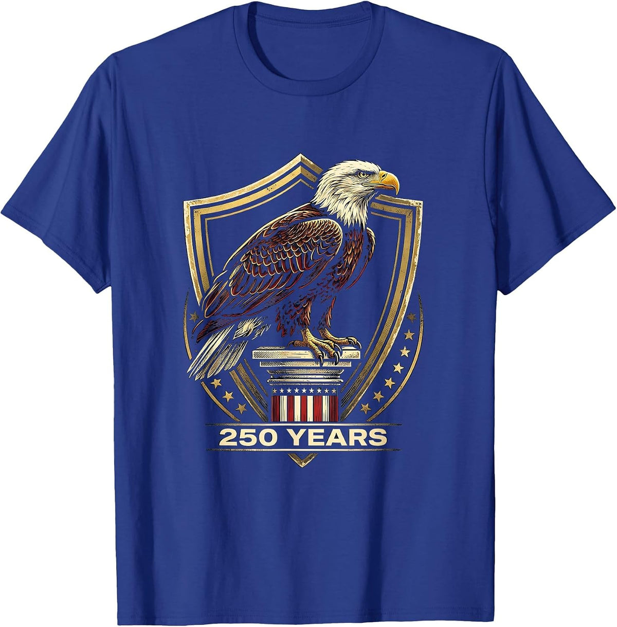 Men's 250 YEARS Patriotic Eagle Flag 250th Anniversary USA T-Shirt - Royal Blue