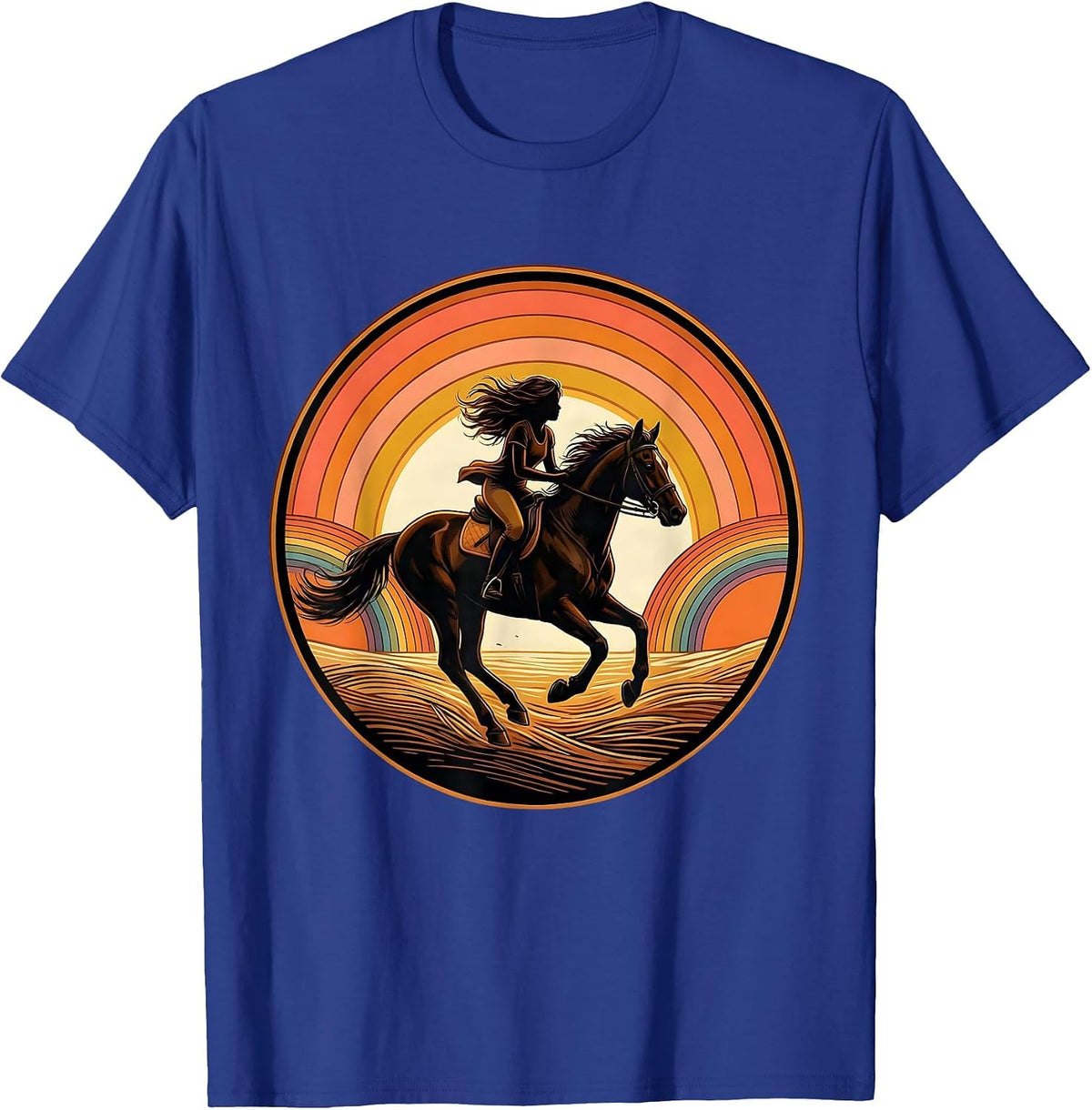 Girls Will Be Girls Horse Riding Graphic Tee T-Shirt - Royal Blue