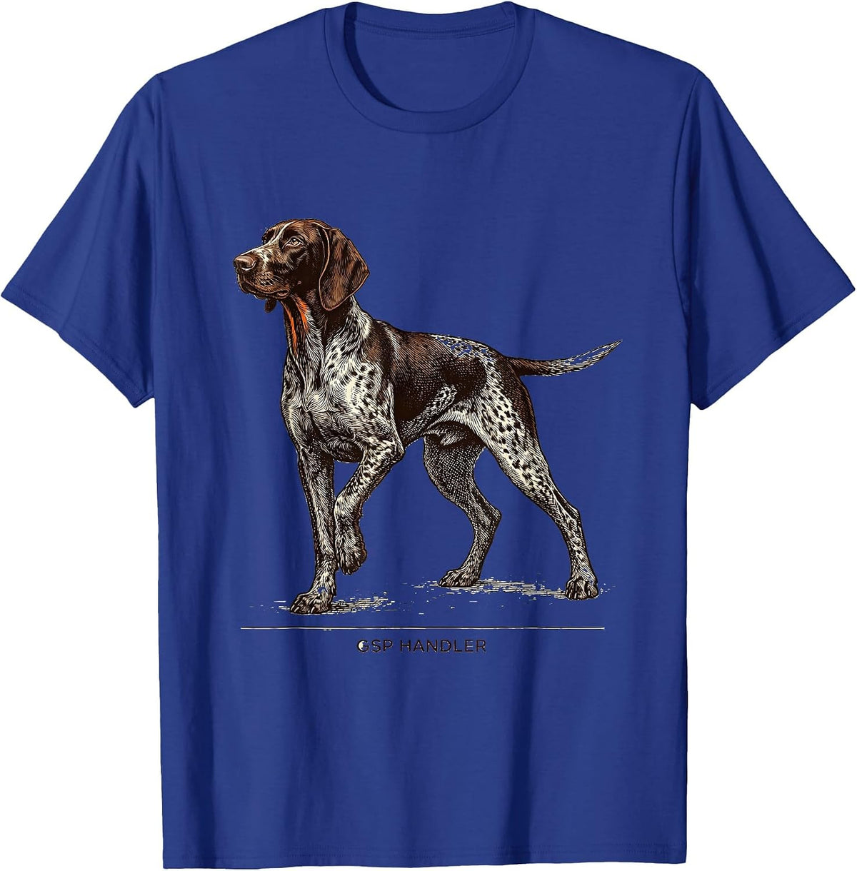 GSP Handler Crosshatch Etching German Shorthaired Pointer T-Shirt - Royal Blue