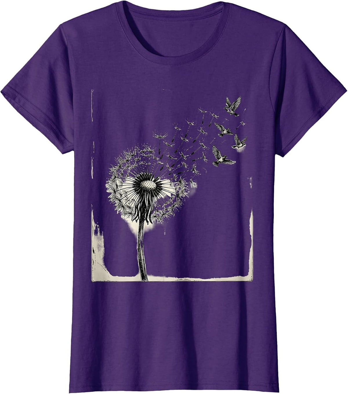 Women's Dandelion Birds Suicide Prevention Awareness T-Shirt - Purple