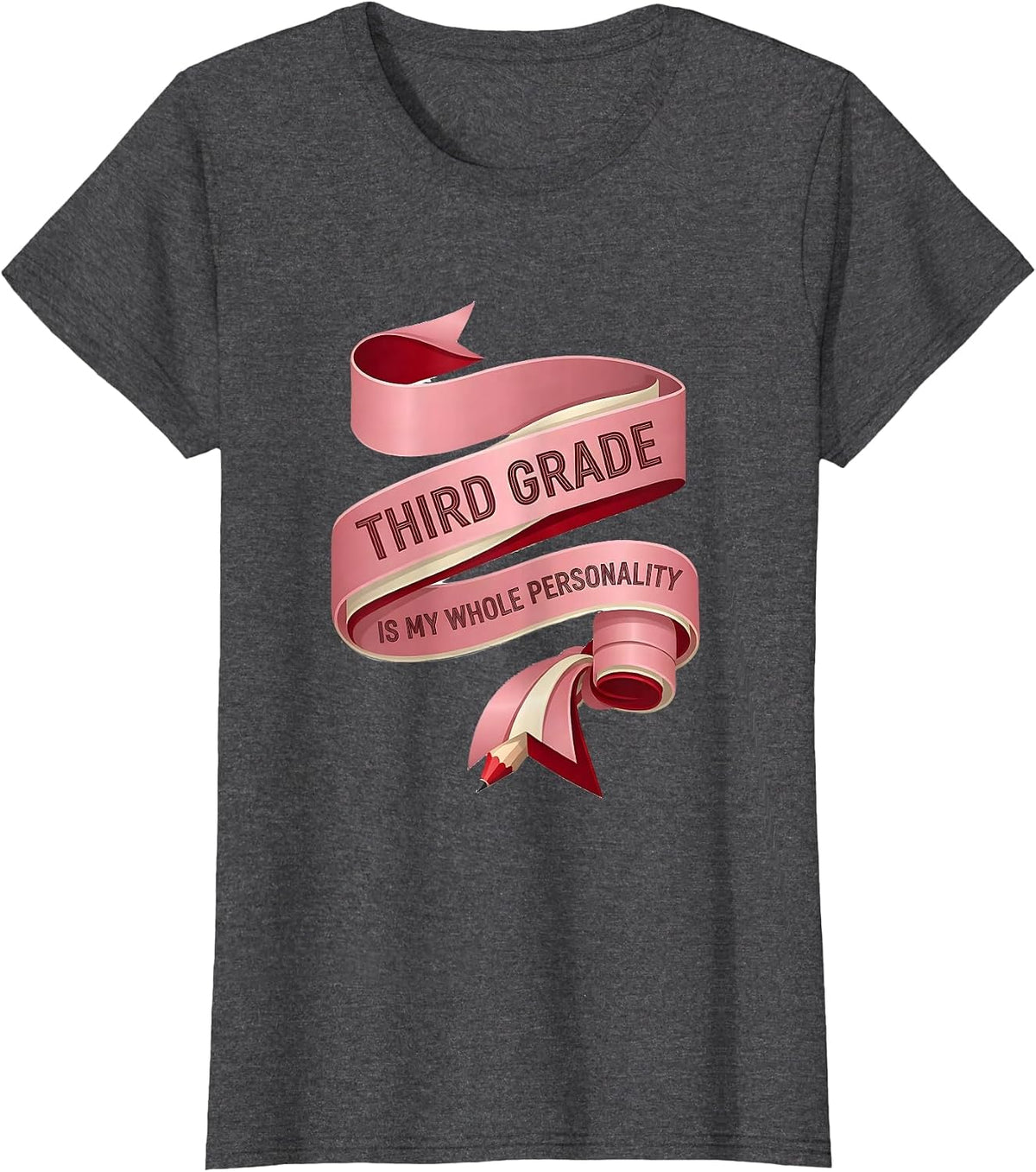 Women's Third Grade Is My Whole Personality Coquette Bow Back T-Shirt - Dark Heather Grey