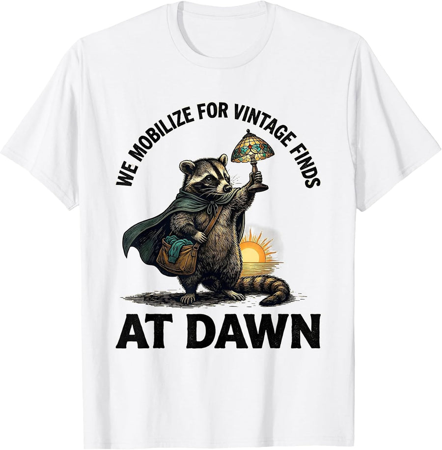 Men's We Mobilize For Vintage Finds At Dawn Funny Opossum T-Shirt - White