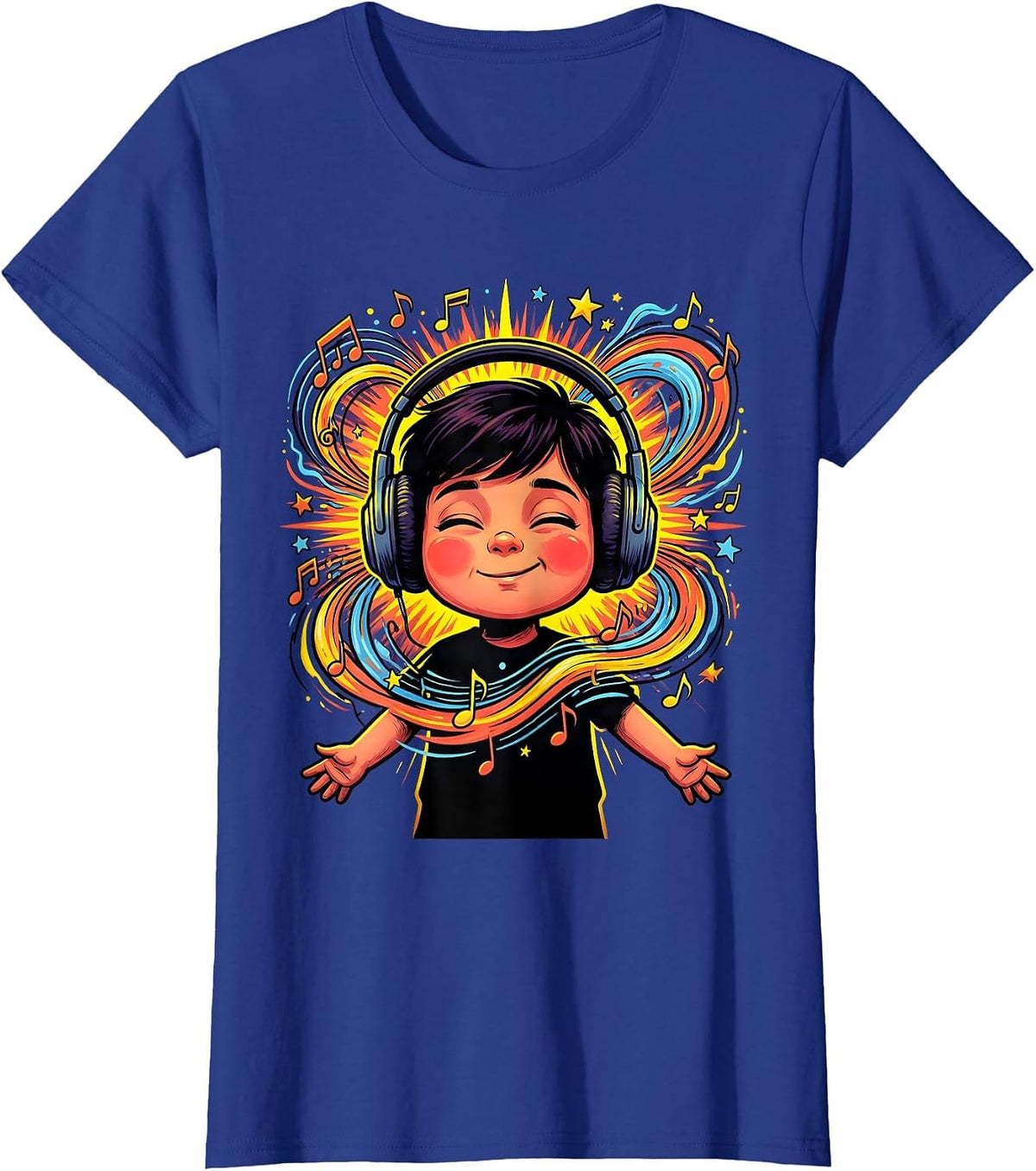 Women's Special Education Music Child Headphones Art T-Shirt - Royal Blue