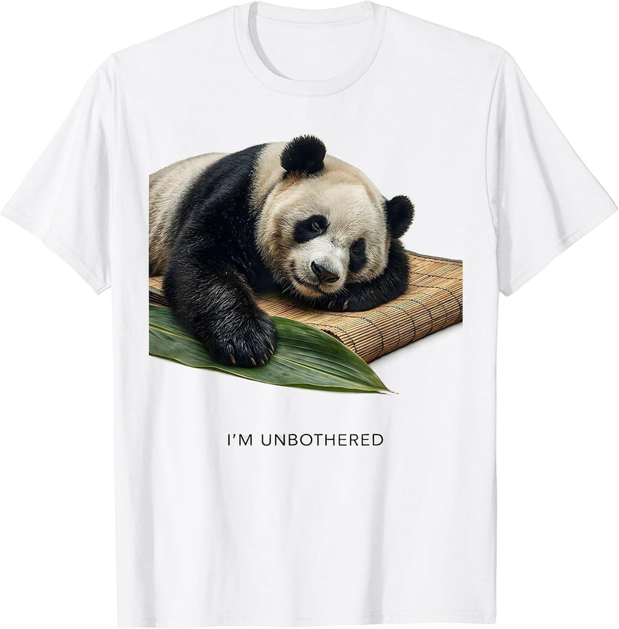 Men's I'm Unbothered Cute Panda Lover Funny Animal Humor T-Shirt - White