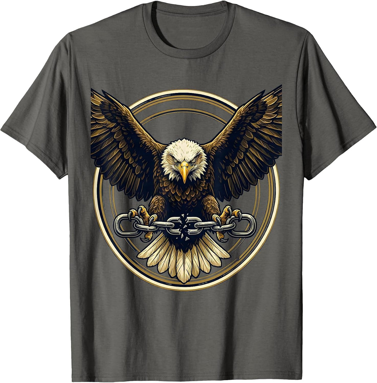 Freedom Eagle Broken Shackle Graphic Tee T-Shirt - Asphalt Grey