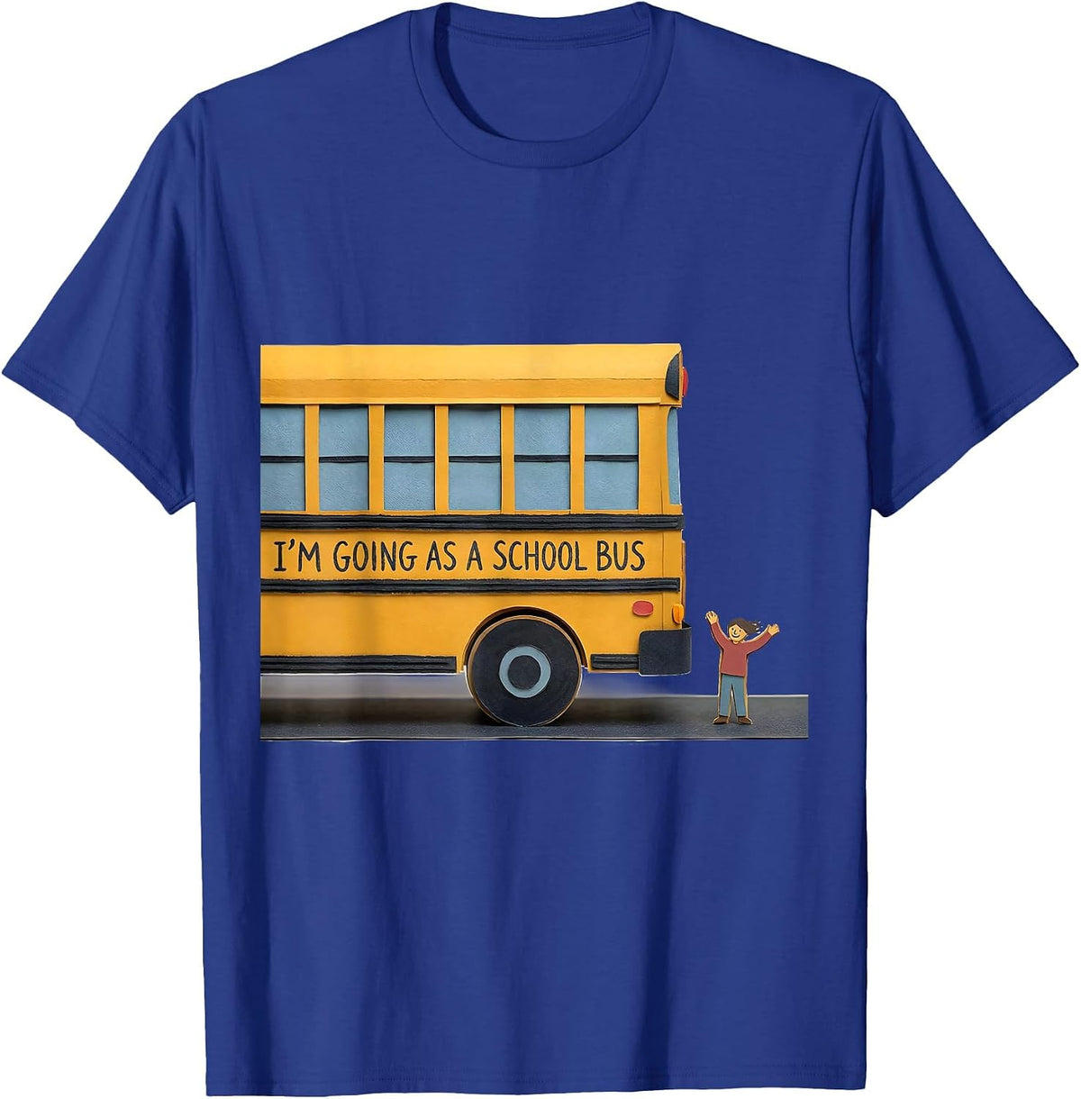 Men's I'm Going As A School Bus Funny Halloween Costume Novelty T-Shirt - Royal Blue