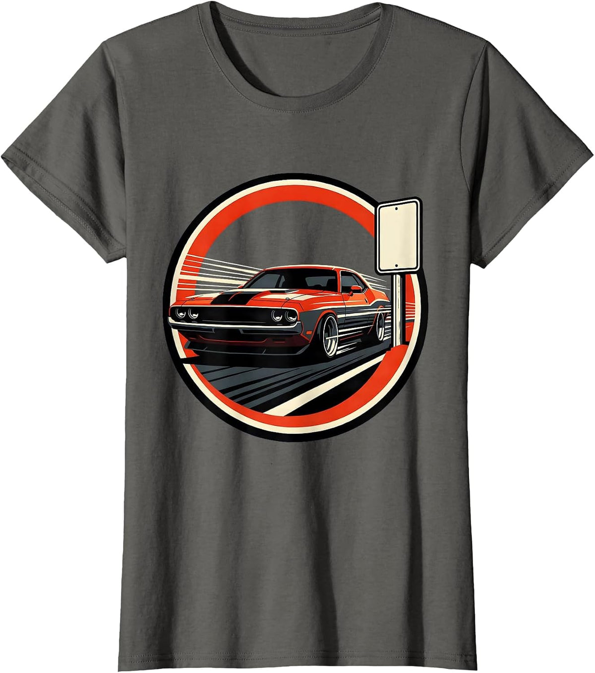 Women's Racing Lifestyle Labor Day Muscle Car Design T-Shirt - Asphalt Grey