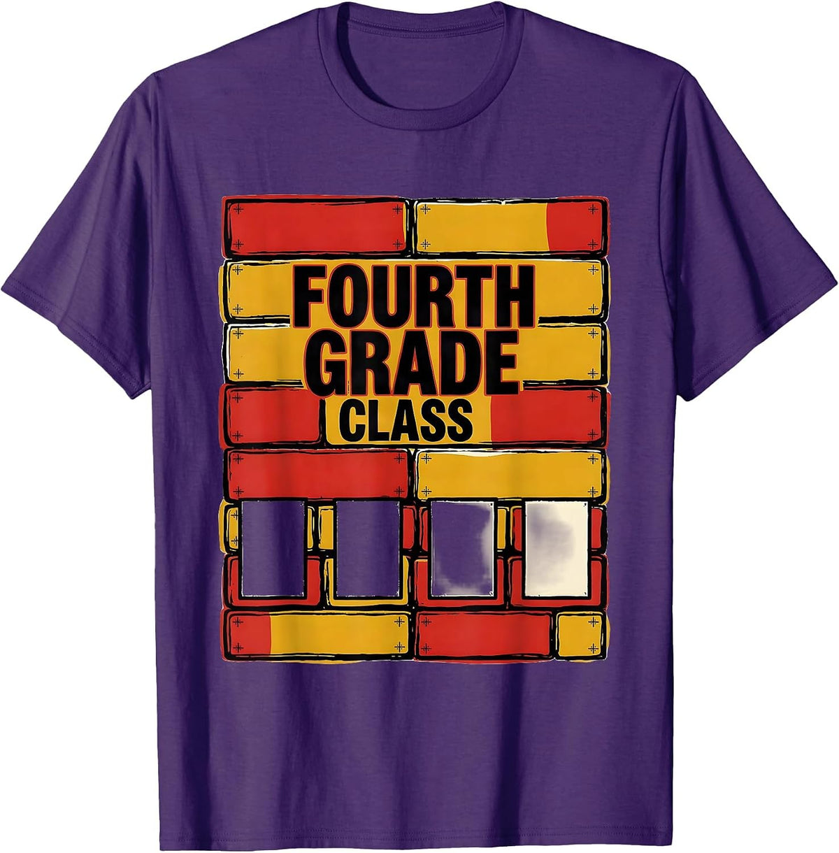 Men's Fourth Grade Class Screenprint Back to School Team Pride T-Shirt - Purple