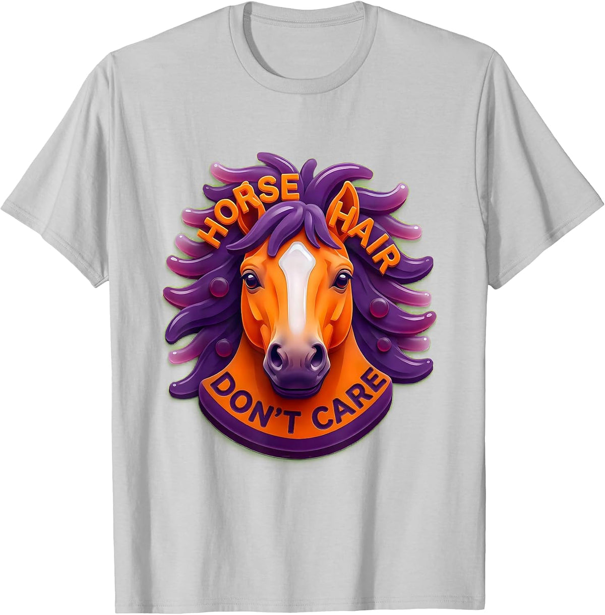 Men's Horse Hair Don't Care Funny Equestrian Design T-Shirt - Silver Grey