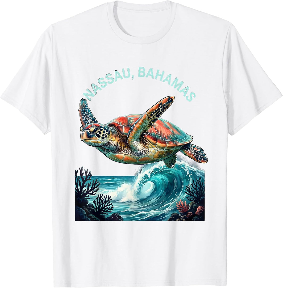 Men's Nassau Bahamas Sea Turtle Vacation Souvenir Beach T-Shirt - White
