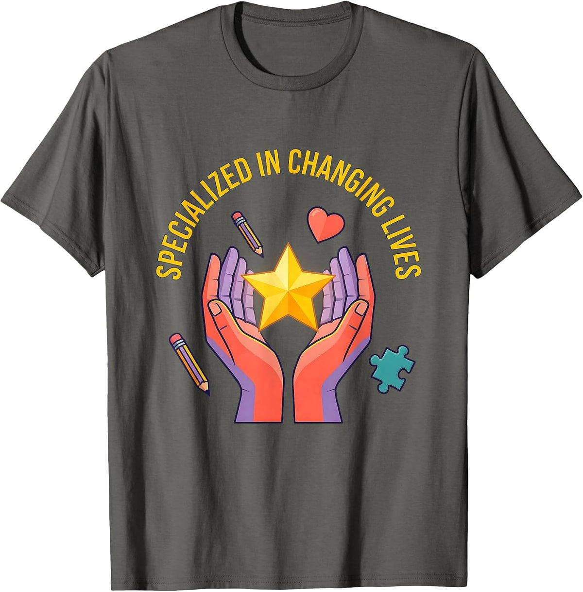 Men's Specialized in Changing Lives Special Education Teacher T-Shirt - Asphalt Grey