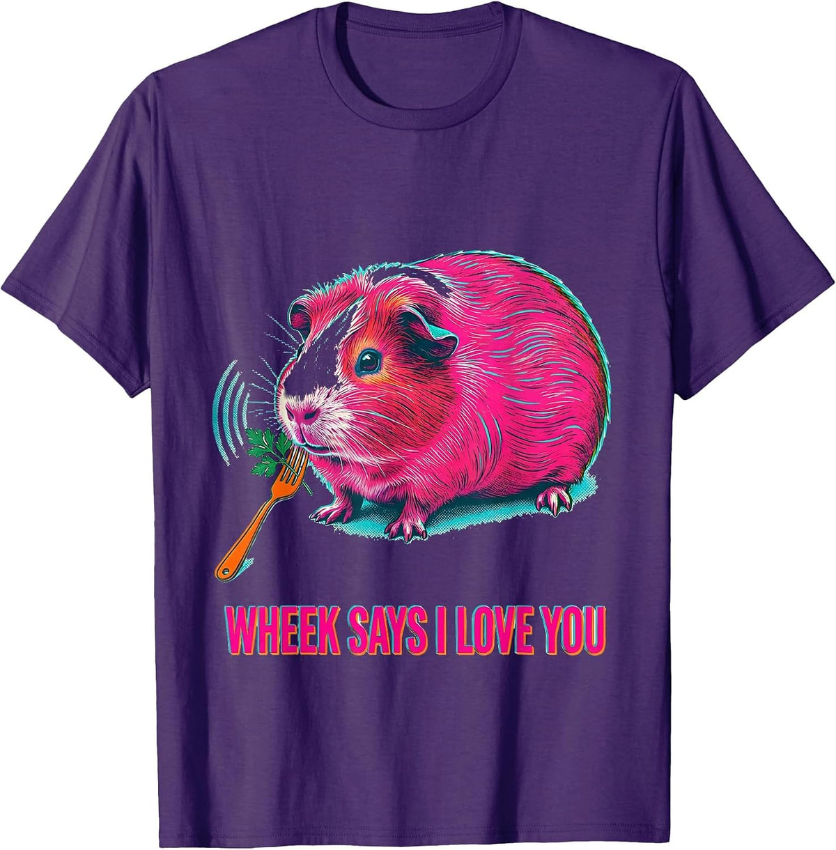 Men's Wheek Says I Love You Funny Guinea Pig Lover Pet Pig Owner T-Shirt - Purple