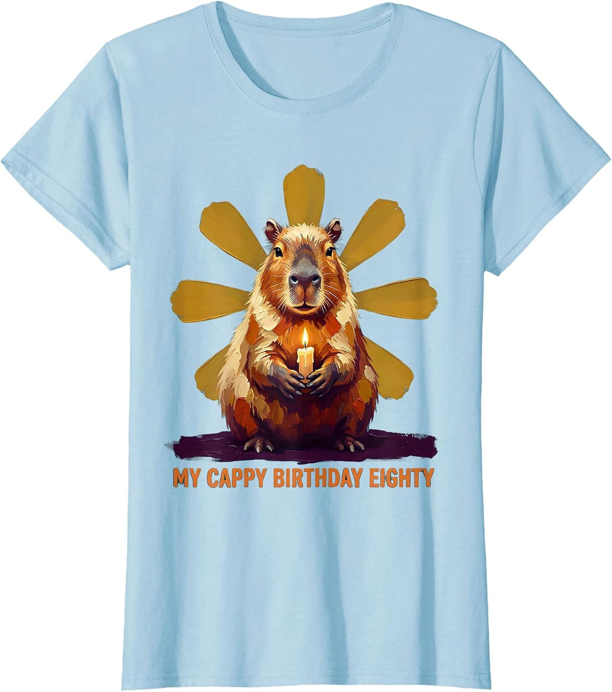 Women's My Cappy Birthday Eighty Kawaii Capybara Birthday Gift T-Shirt - Baby Blue