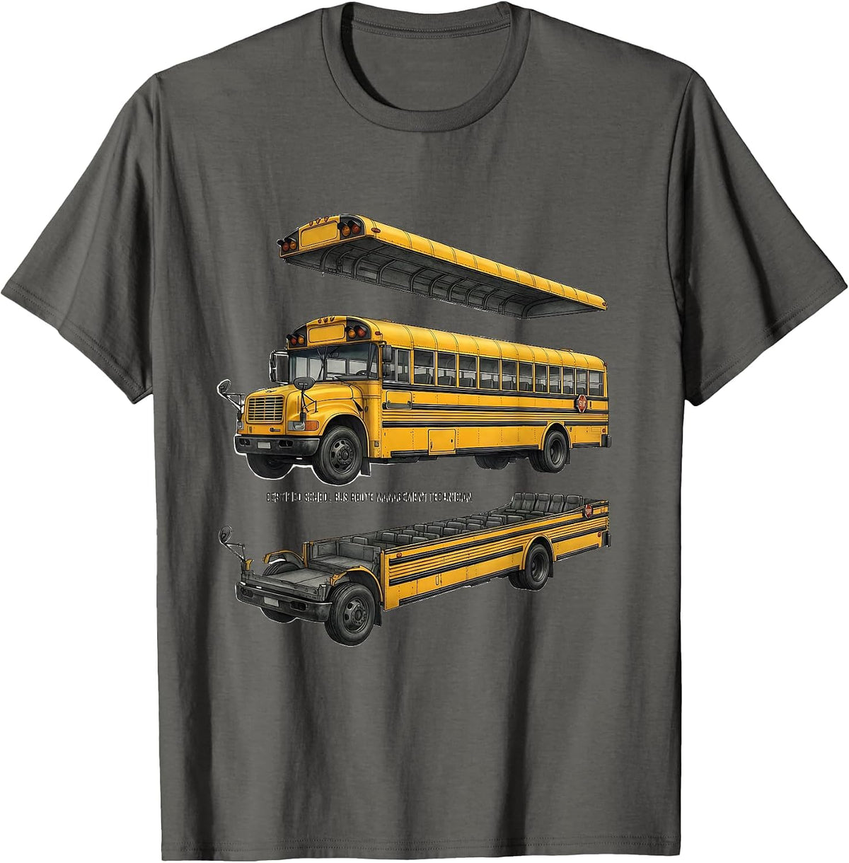Certified School Bus Route Management Technician Funny T-Shirt - Asphalt Grey