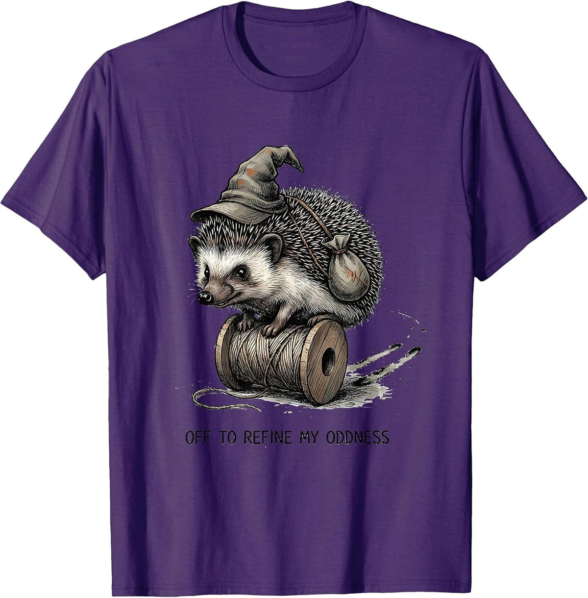 Off To Refine My Oddness Whimsical Hedgehog Meme Humor T-Shirt - Purple