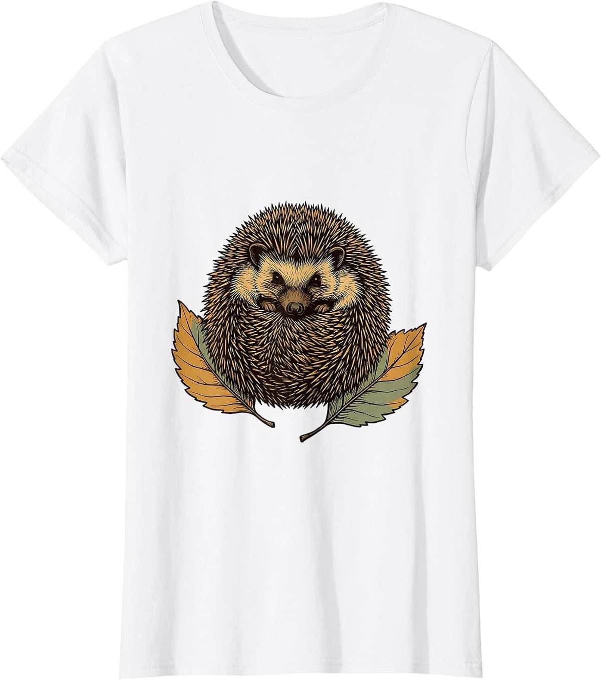 Curling Hedgehog Cute Animal Humor Kids Gift T-Shirt - White