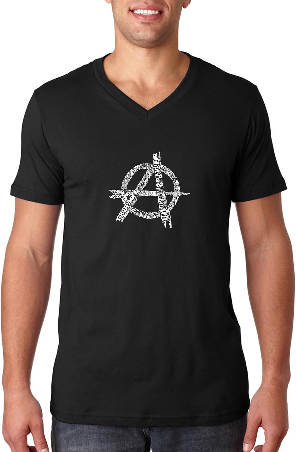 LA POP ART Men's Word Art V-Neck T-Shirt - Great All Time Punk Songs - As Pictured