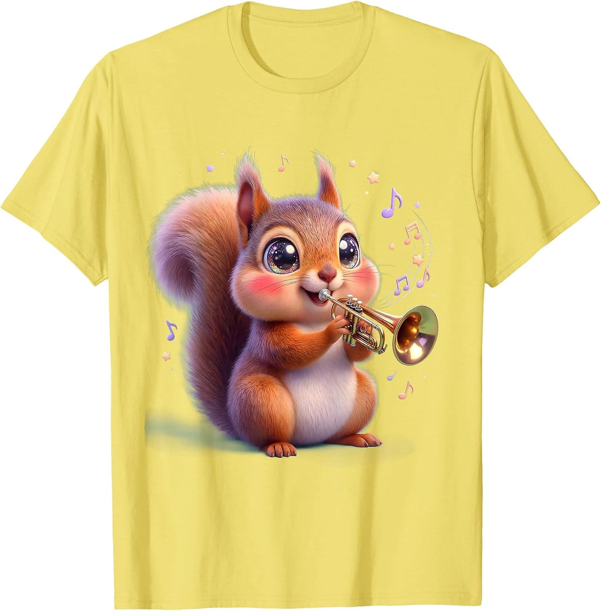 Men's Squirrel Trombone Player Funny Music Animal Art T-Shirt - Lemon Yellow