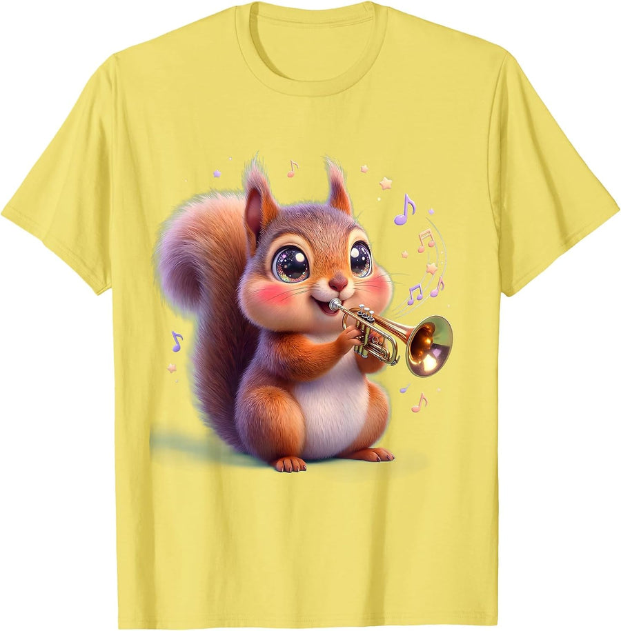 Men's Squirrel Trombone Player Funny Music Animal Art T-Shirt - Lemon Yellow