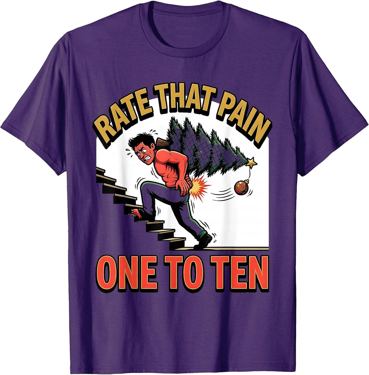 Men's Rate That Pain One To Ten Funny Physical Therapist Christmas T-Shirt - Purple