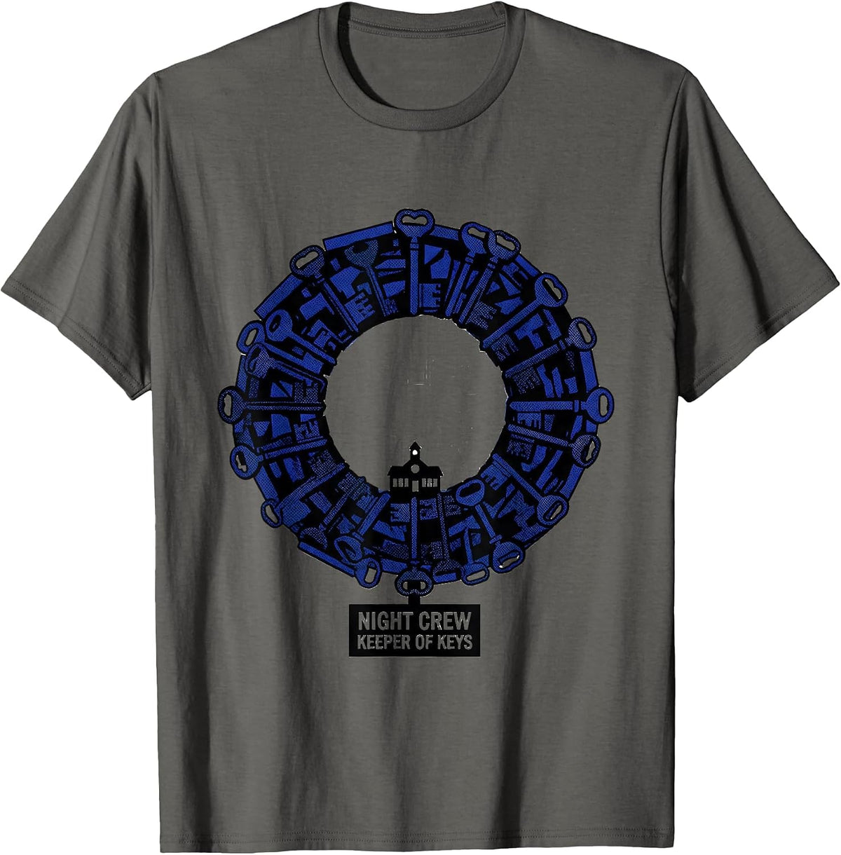 Night Crew Keeper Of Keys Funny School Custodian T-Shirt - Asphalt Grey