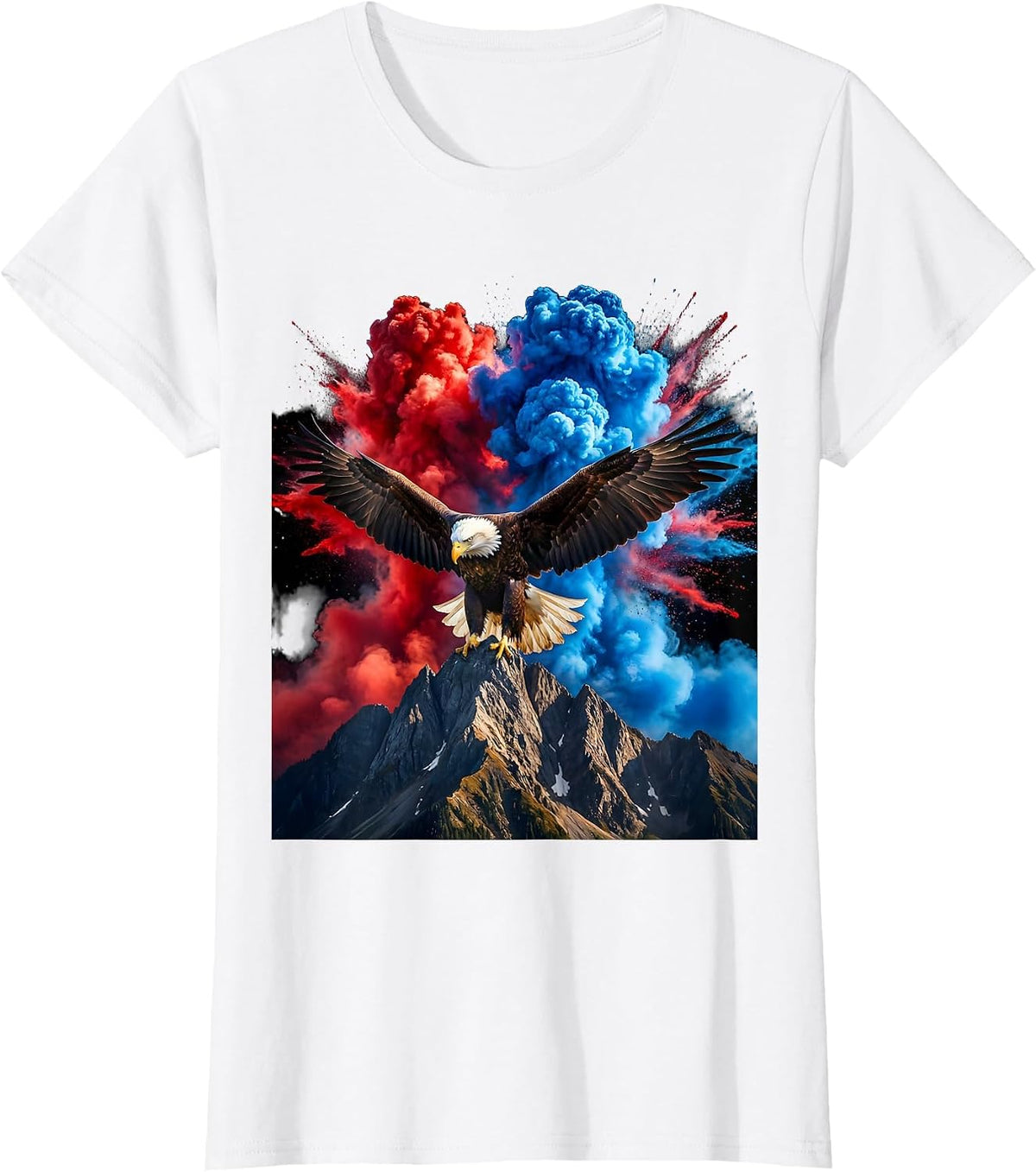 Women's Bald Eagle Perched on Mountain Peak USA T-Shirt - White