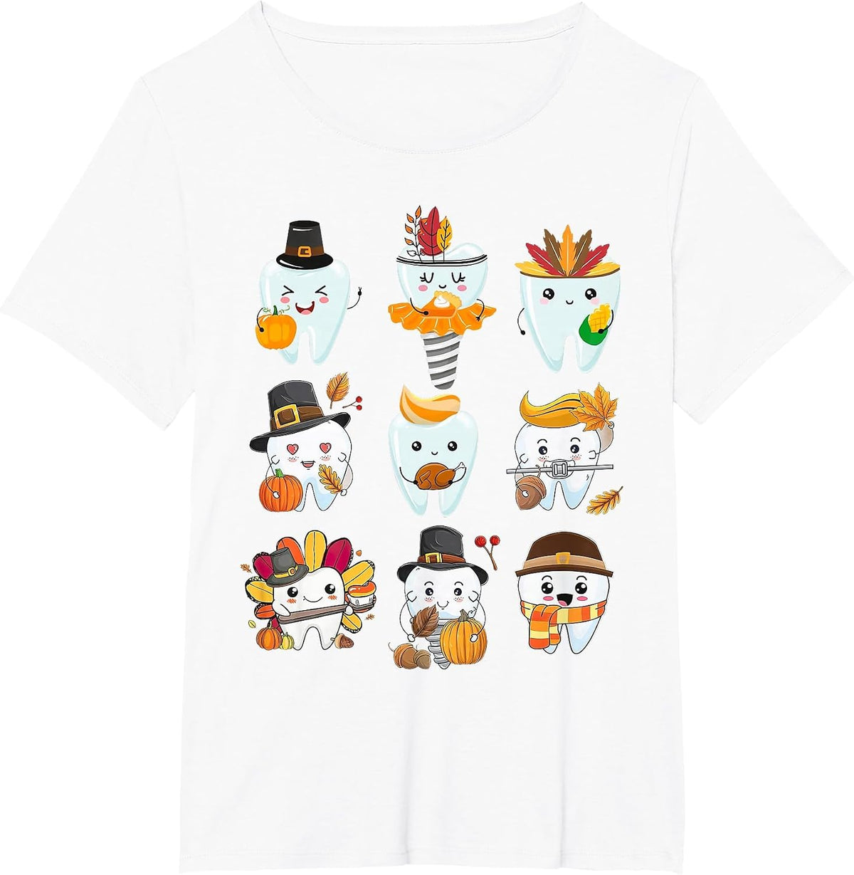 Cute Teeth Dental Squad Dental Assistant Thanksgiving T-Shirt - White