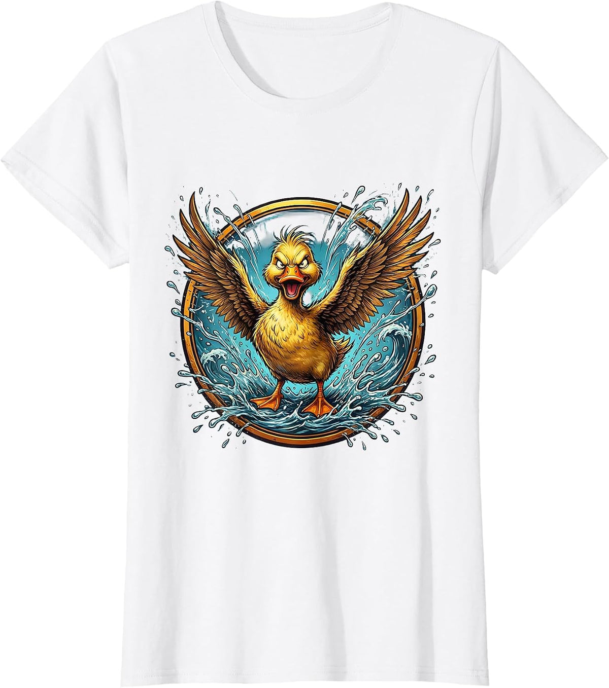 Angry Duck Splashing Water Funny Duck Lover T-Shirt - White