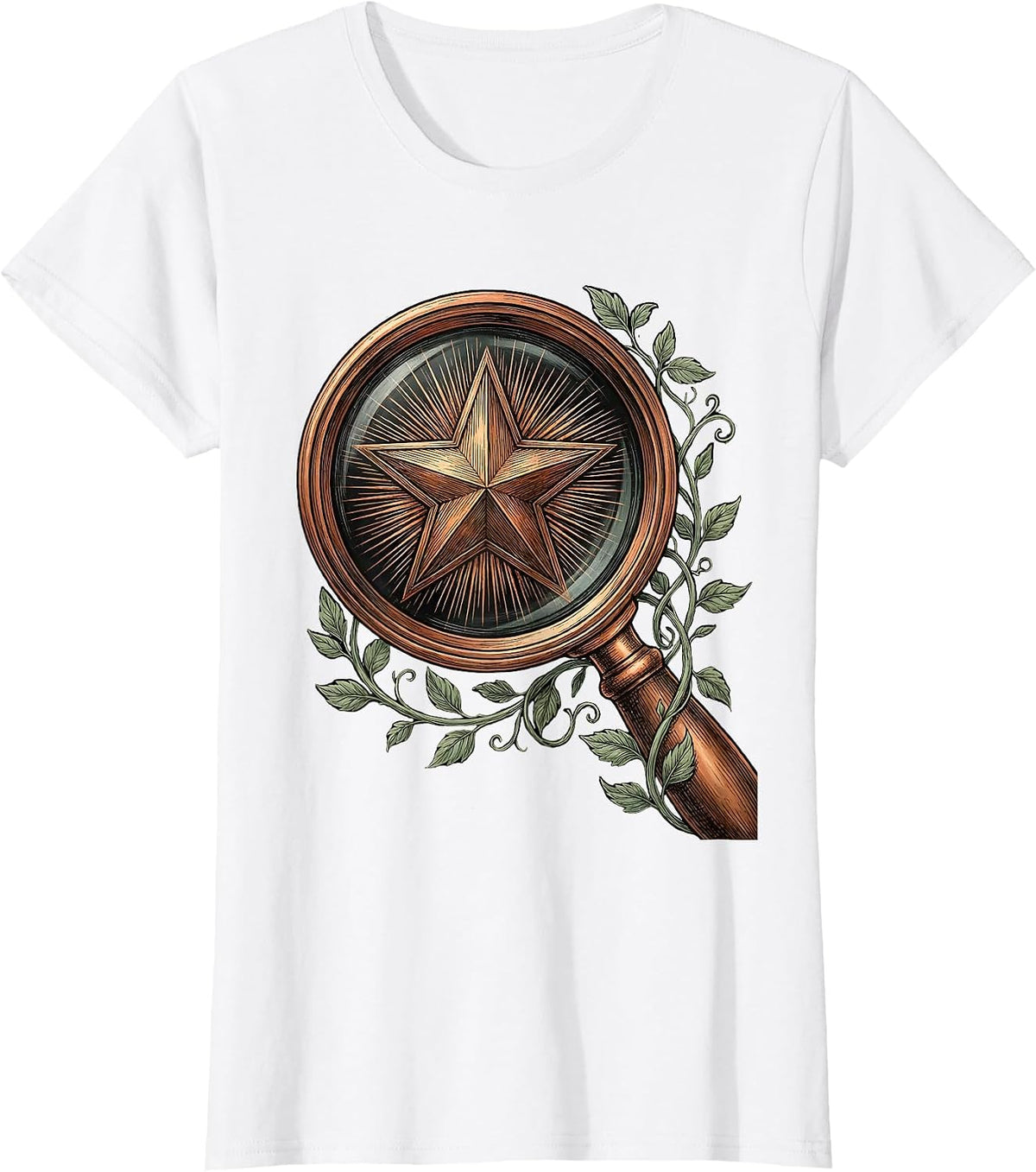 Women's Special Education Magnifying Glass Star Design T-Shirt - White