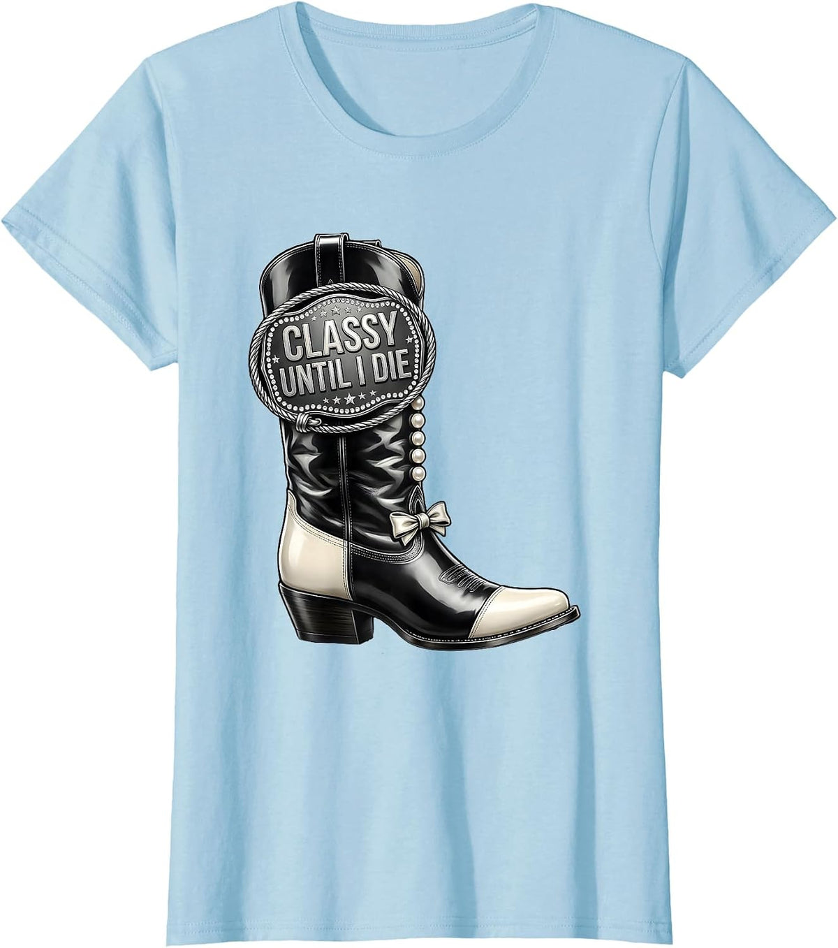 Classy Until I Die Tuxedo Graphic Design T-Shirt - Baby Blue