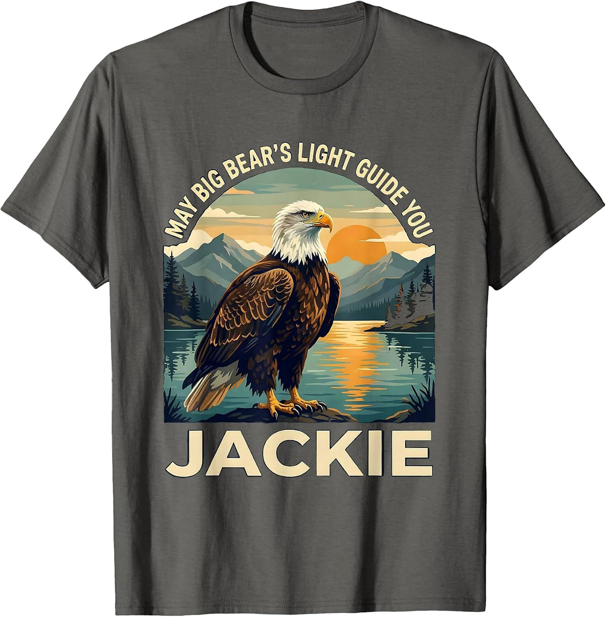 Men's May Big Bear's Light Guide You Jackie Vintage Eagle Memorial T-Shirt - Asphalt Grey