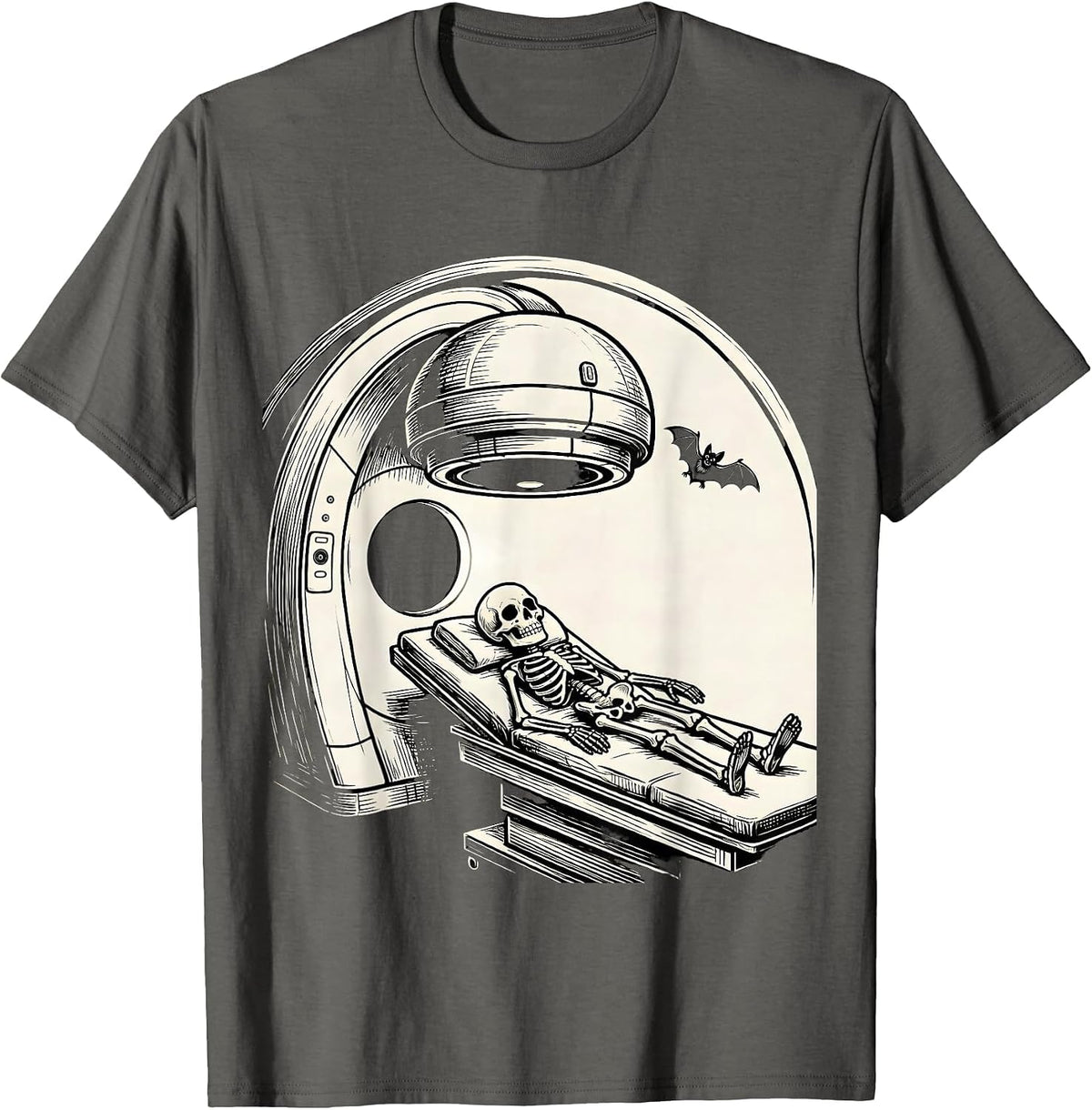 Radiation Gantry Halloween Radiology Tech Humor T-Shirt - Asphalt Grey