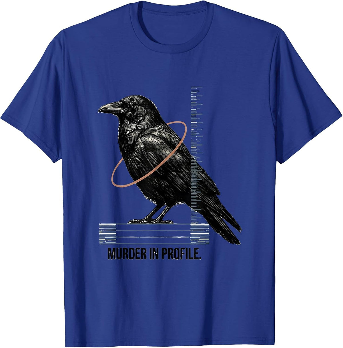 Men's Murder In Profile Gothic Crow Raven Humor Literary Pun T-Shirt - Royal Blue