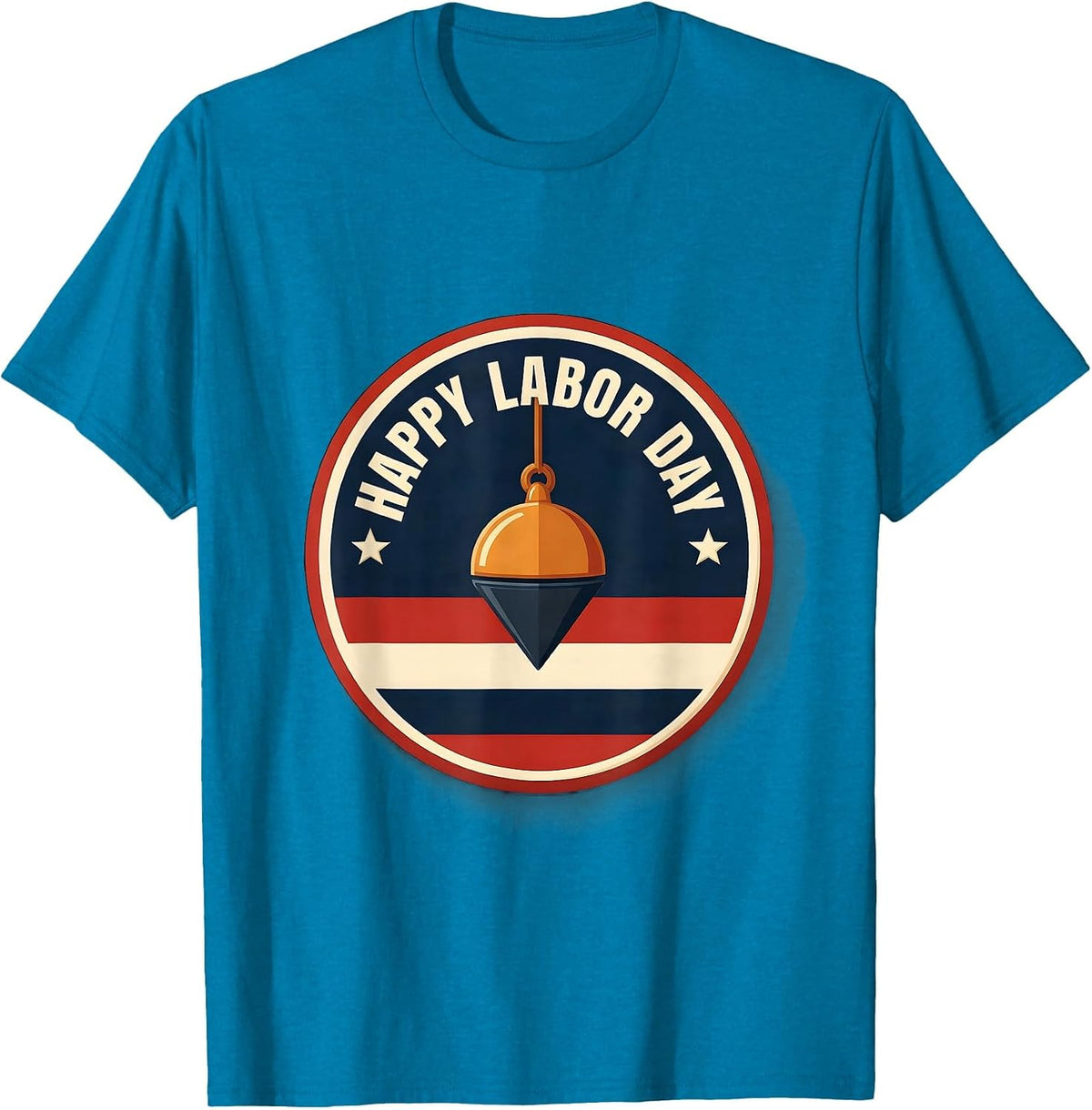Happy Labor Day Patriotic Union Pride Emblem Worker Badge T-Shirt - Sapphire Blue