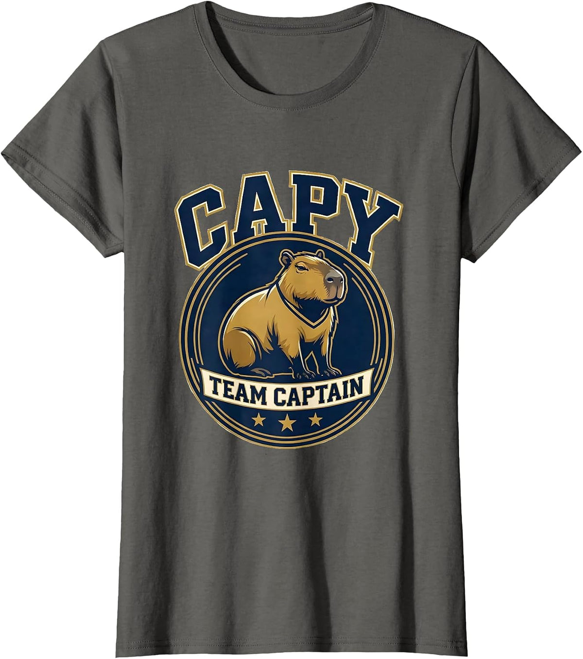 Women's Capy Team Captain Funny Capybara Meme Animal Lover Humor T-Shirt - Asphalt Grey