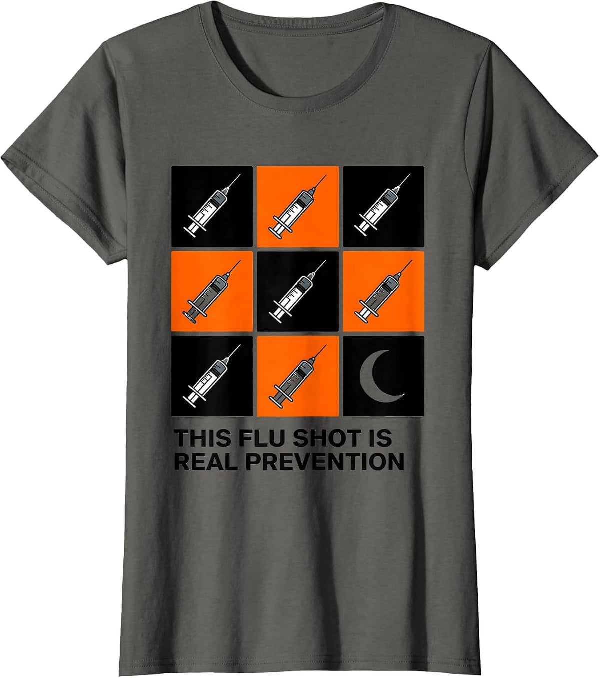 Women's This Flu Shot Is Real Prevention Funny Nurse Doctor T-Shirt - Asphalt Grey