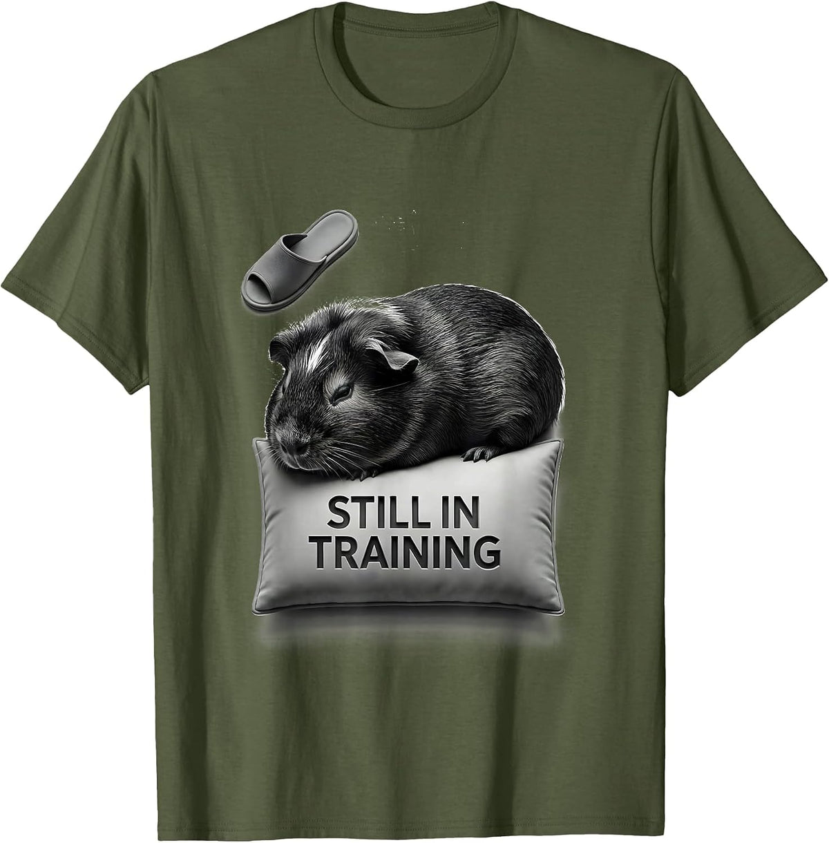Men's Still In Training Funny Sleepy Guinea Pig Pajama Pet Lover T-Shirt - Olive Green