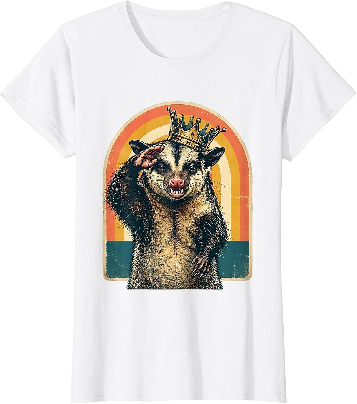 Women's Hissing Opossum Crown Meme Humor Possum Lover T-Shirt - White