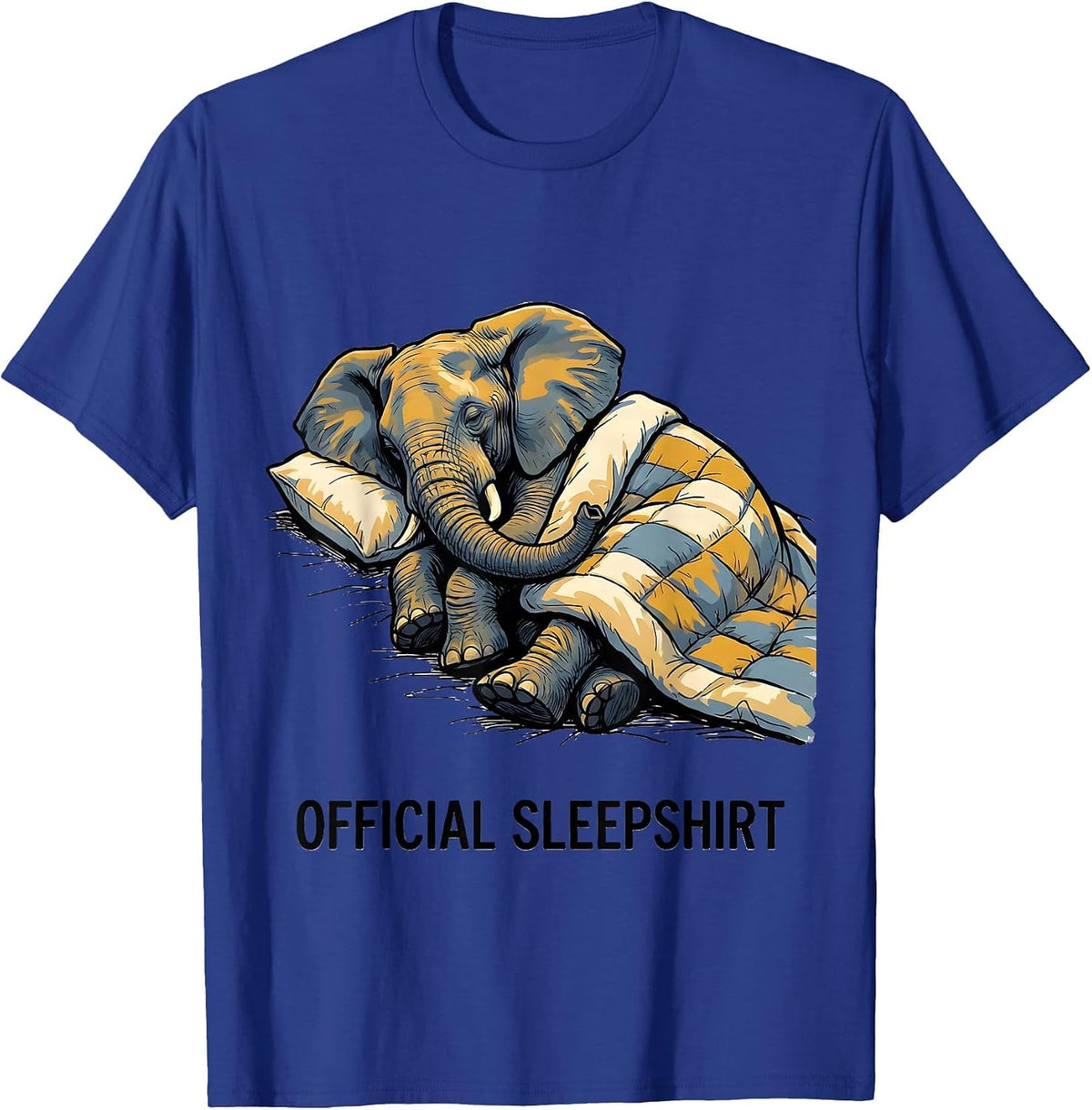Men's Official Sleepshirt Funny Elephant Nap Cozy Animal Lover T-Shirt - Royal Blue