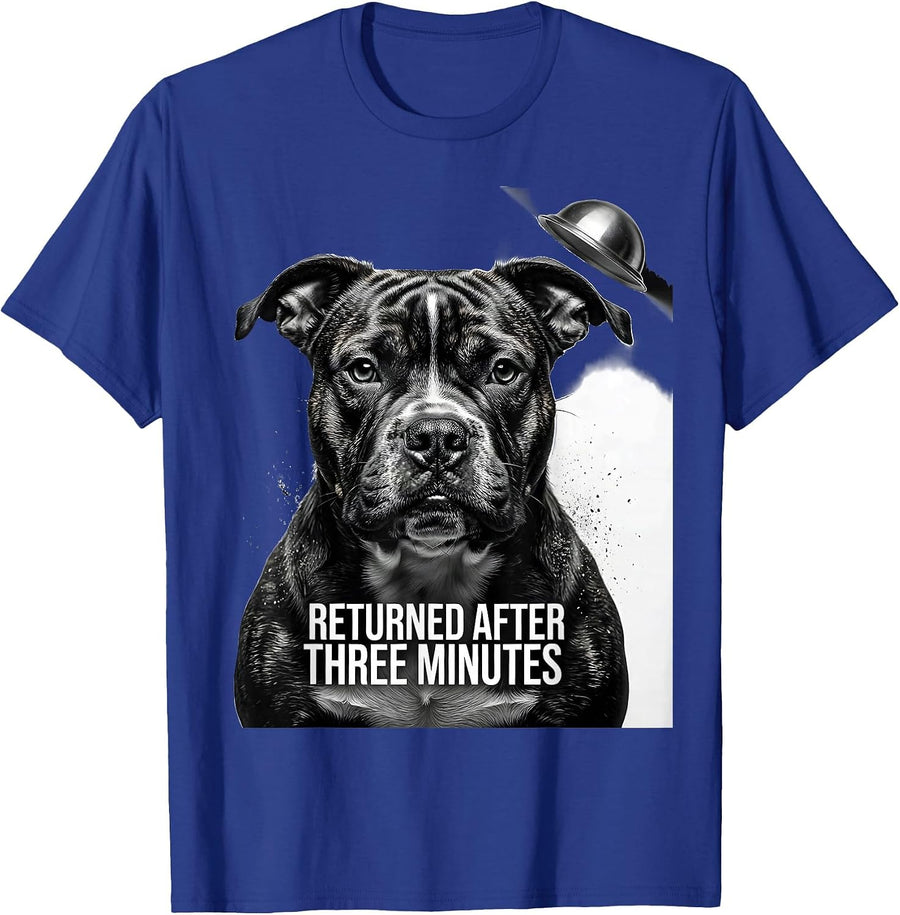 Returned After Three Minutes Funny Bull Terrier UFO Selfie T-Shirt - Royal Blue