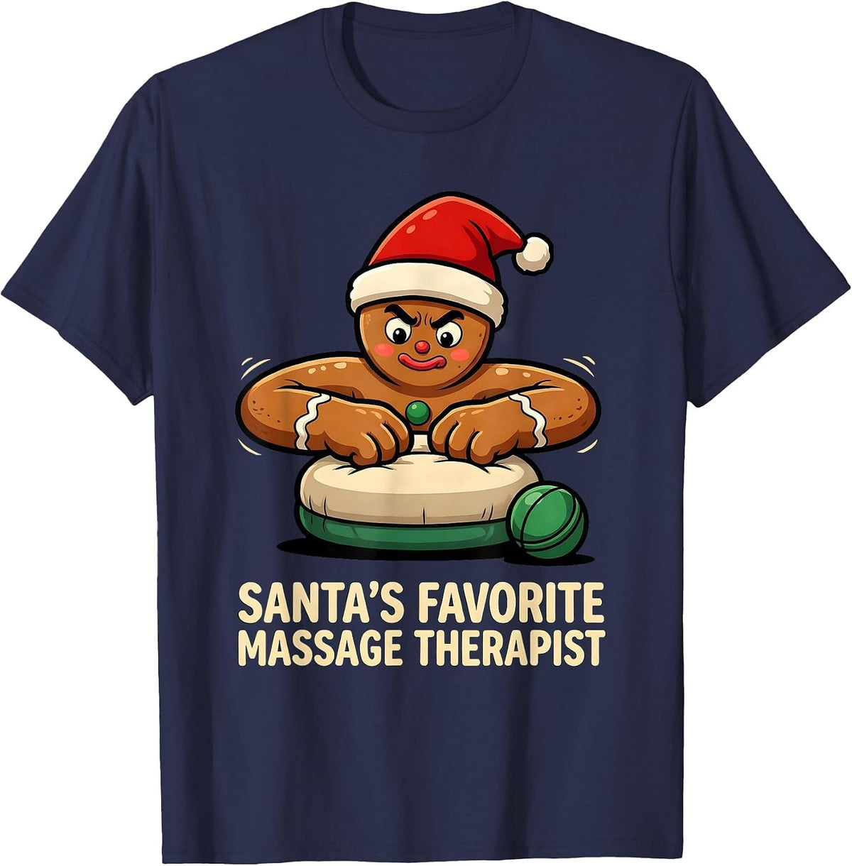 Santa's Favorite Massage Therapist Funny Physical Therapy T-Shirt - Navy Blue
