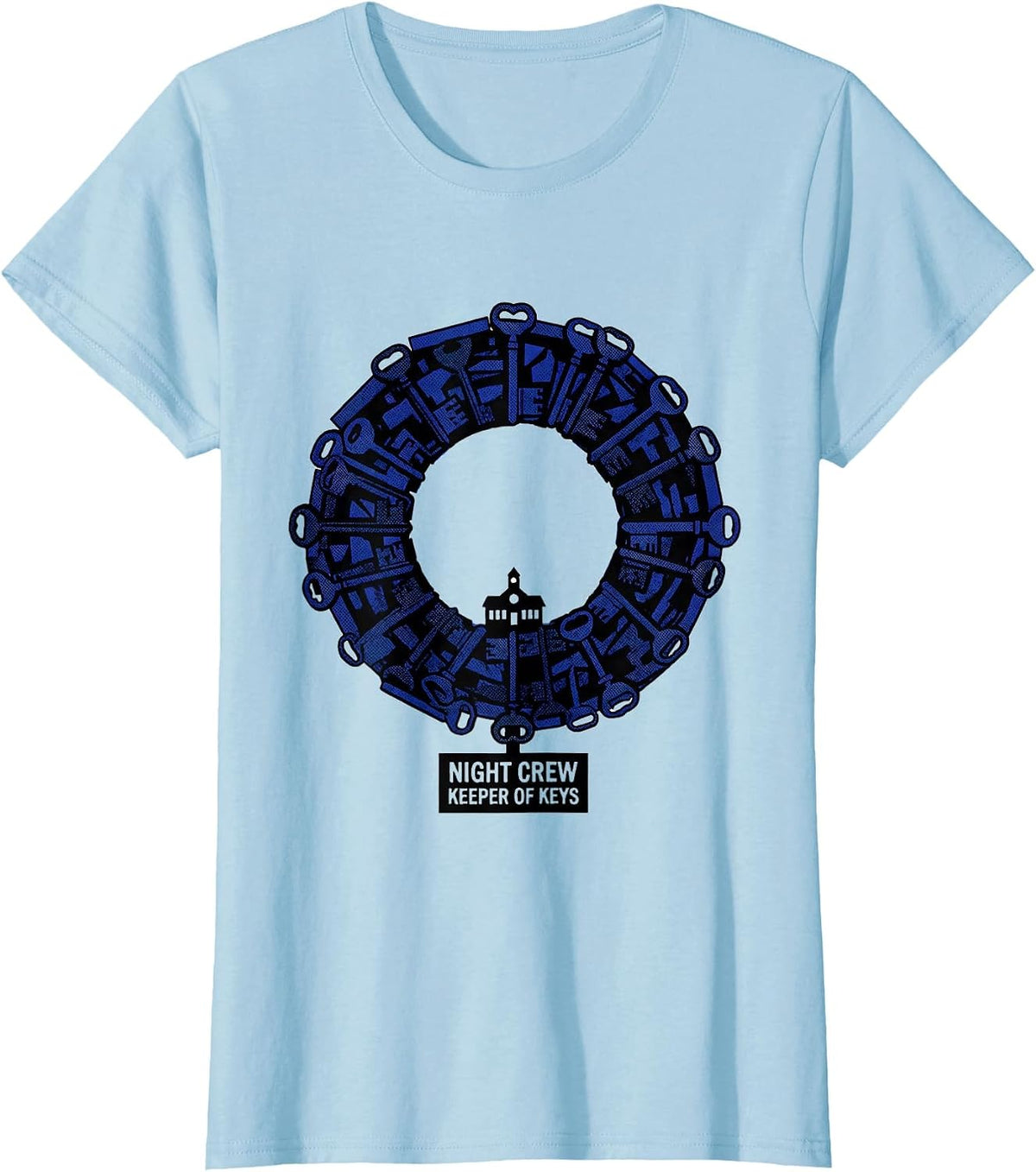 Night Crew Keeper Of Keys Funny School Custodian T-Shirt - Baby Blue