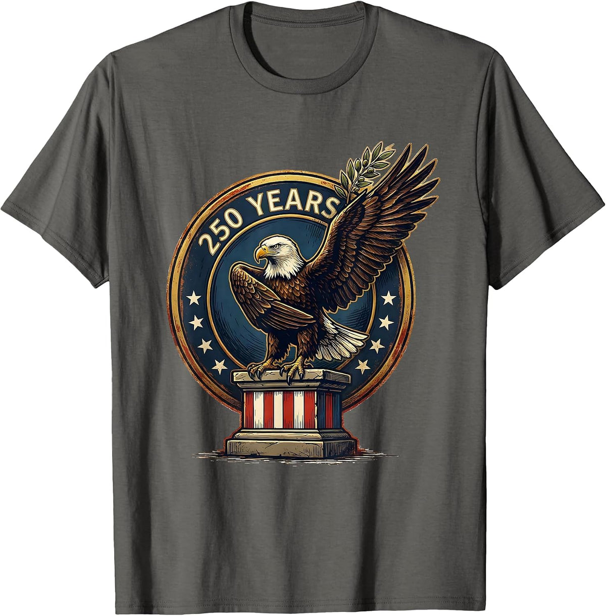 Men's 250 Years Patriotic Eagle Flag 250th Anniversary 4th of July T-Shirt - Asphalt Grey