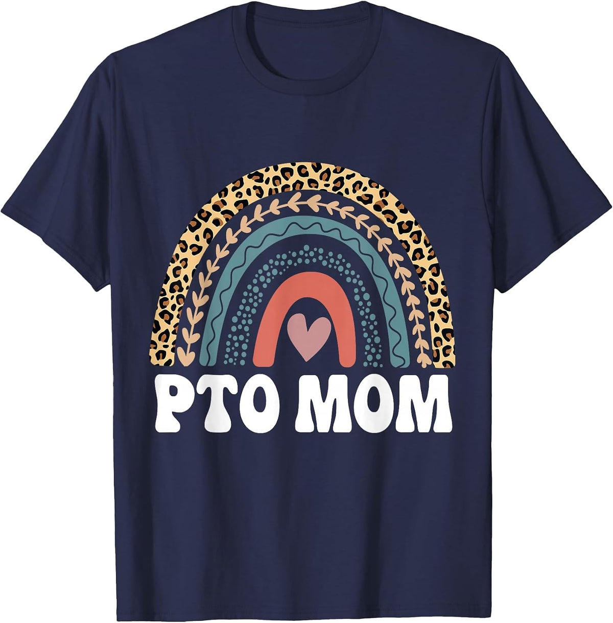 PTO Mom Rainbow Volunteer Mothers Appreciation T-Shirt - Navy Blue