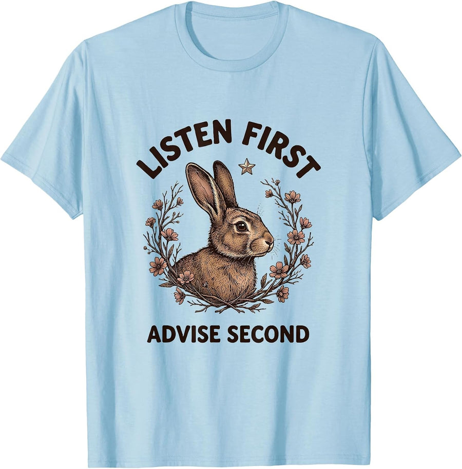 Men's Listen First Advise Second School Counselor Design T-Shirt - Baby Blue